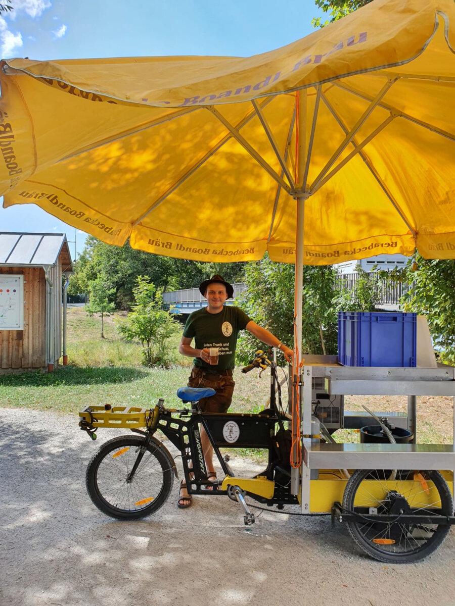 Ausschank mit dem Fahrrad